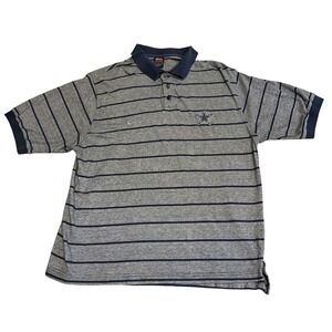 Nike Dallas Cowboys NFL Short Sleeve Polo Shirt Mens Large Striped Navy Blue